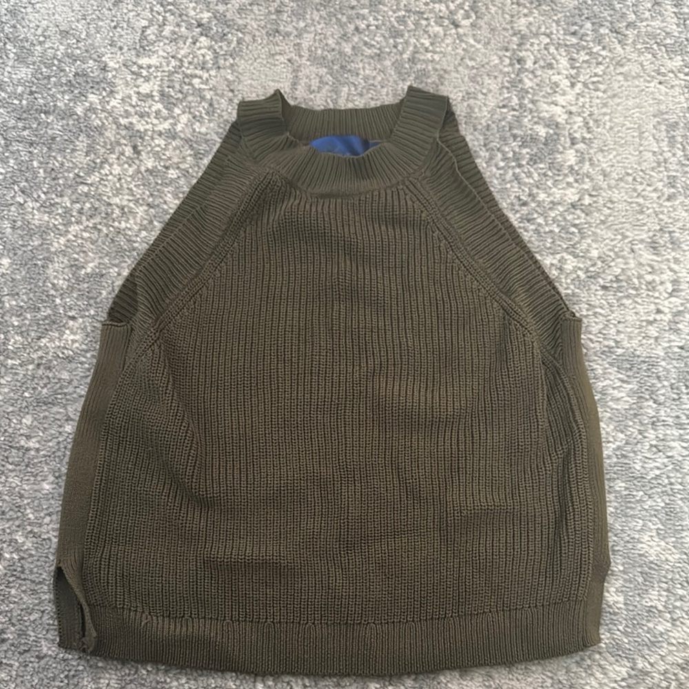 Blue Rain Green Ribbed Tank Top